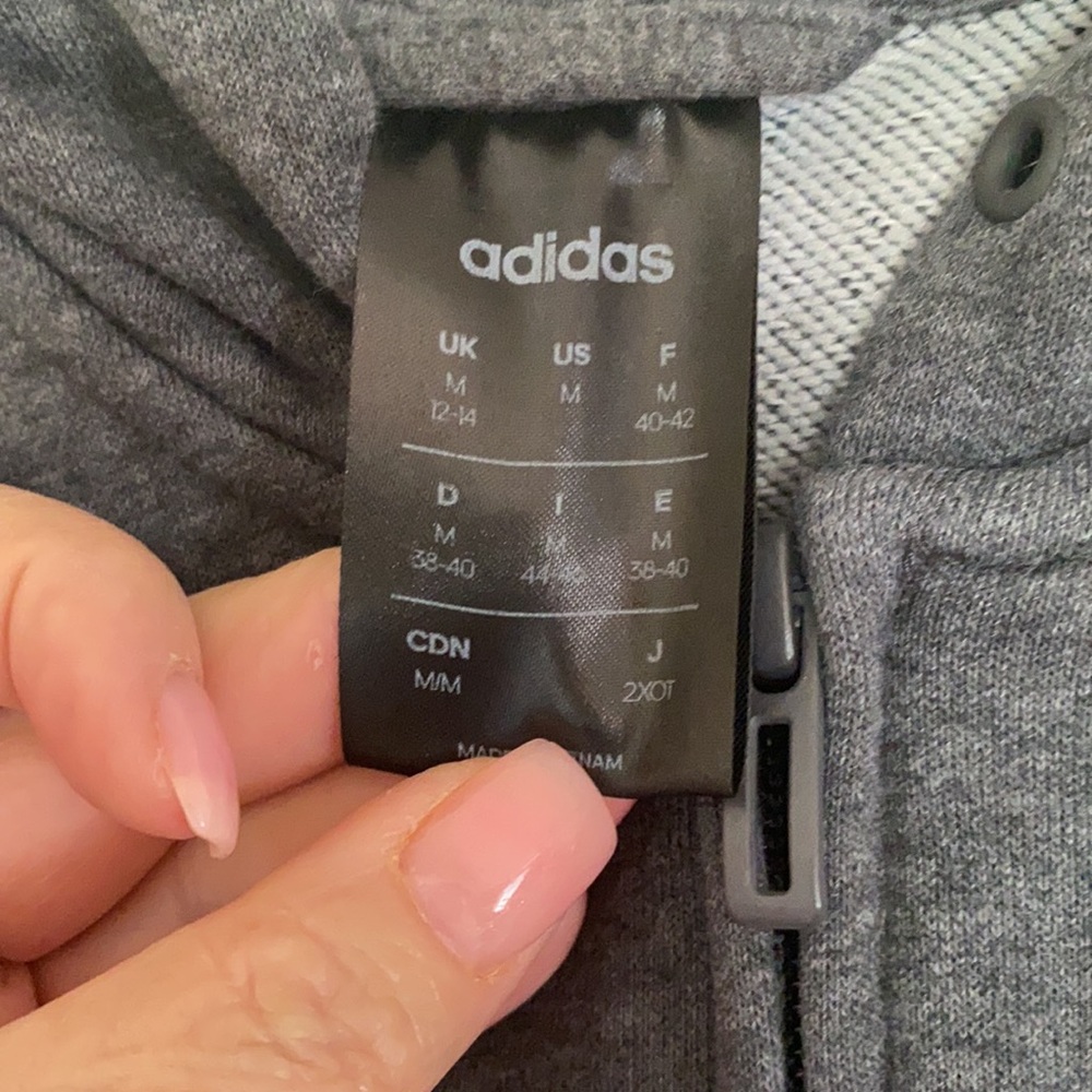 Adidas Grey Hooded Zip Up Sweatshirt - Picture 5 of 6